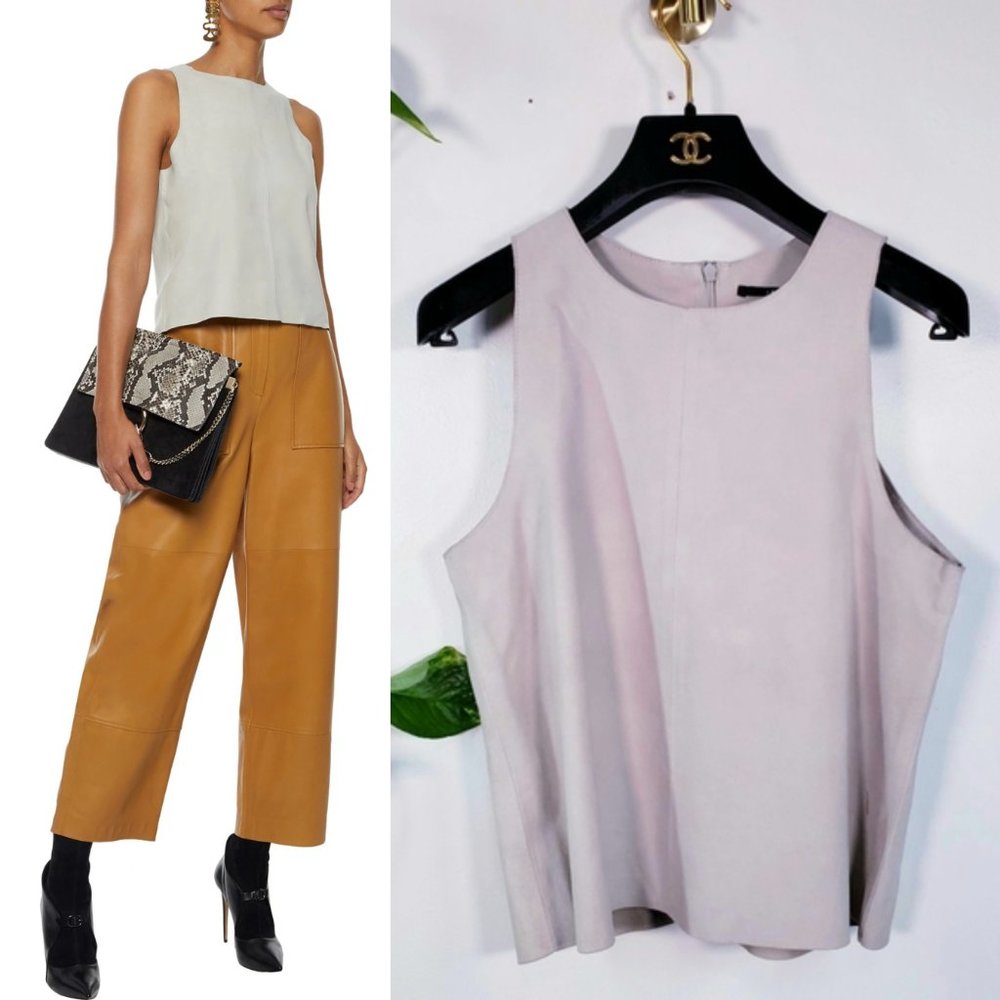 New $498 J BRAND 100% Lamb Suede Leather crop top - Picture 3 of 14